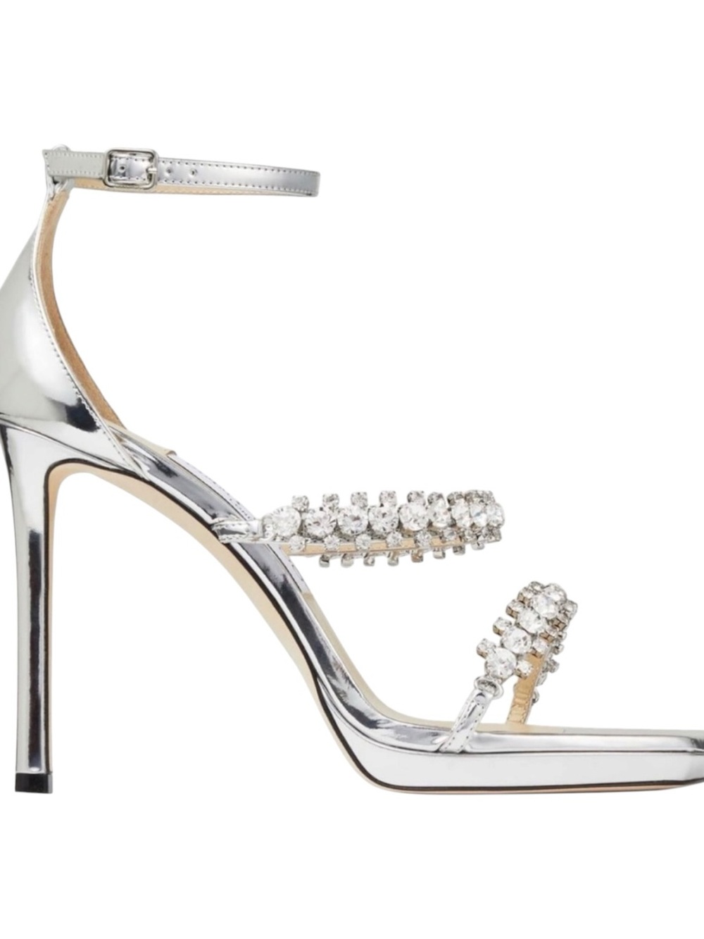 Jimmy Choo Bing Rhinestone Sandal 105mm Zox 231 Silver 39 Dust bags NIB $1295 - Picture 2 of 4